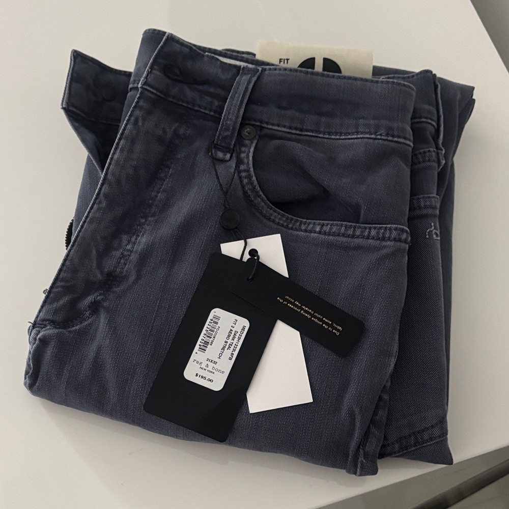 rag & bone Men's Dark Teal Fit 2 Aero Stretch Slim Jeans